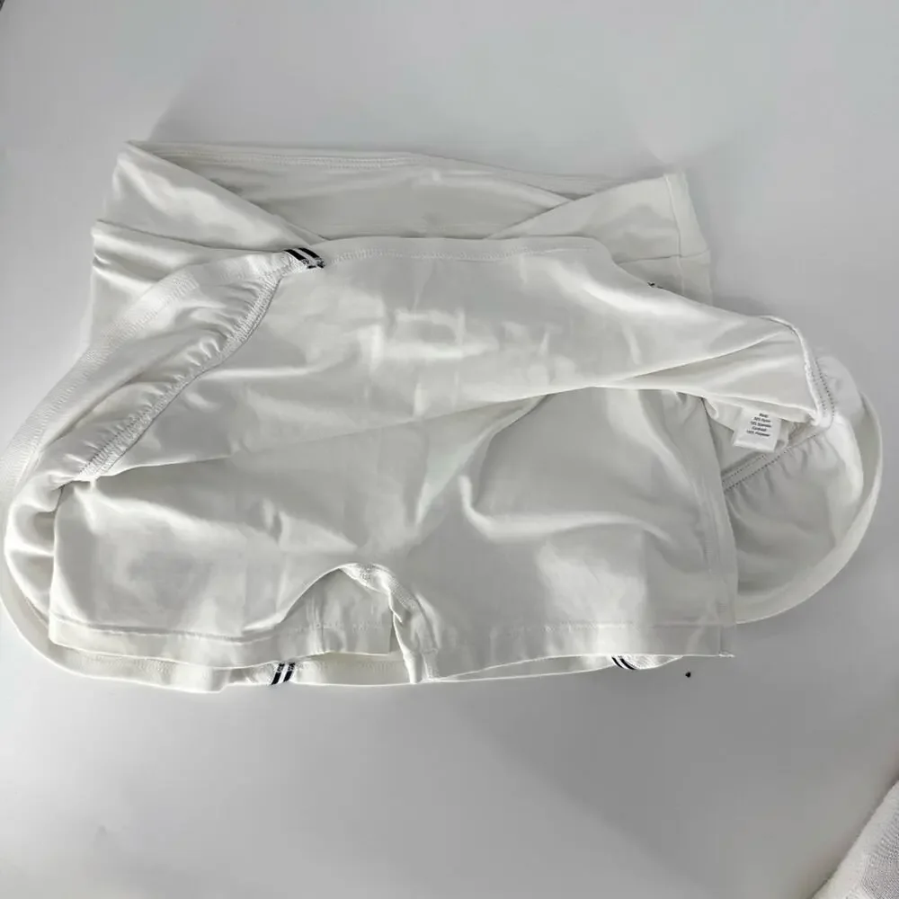 L’Oeuf Poché Baseline Tennis Skort White with Navy‎ Trim Size Small